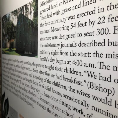 A close-up of a museum-style display board for the Boston Hawaii campaign
