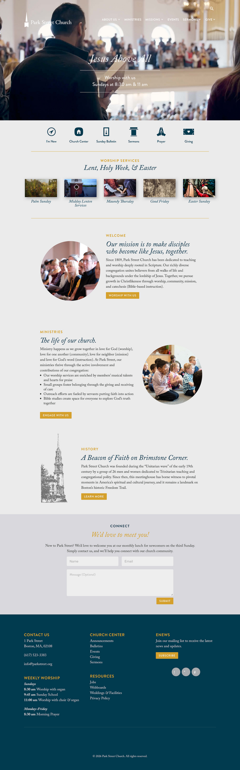 Park Street Church website, 2025 — brand refresh led by Elizabeth Lohnes