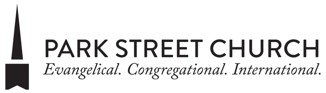 Park Street Church logo, 2013 redesign — simplified steeple mark with serif wordmark and tagline